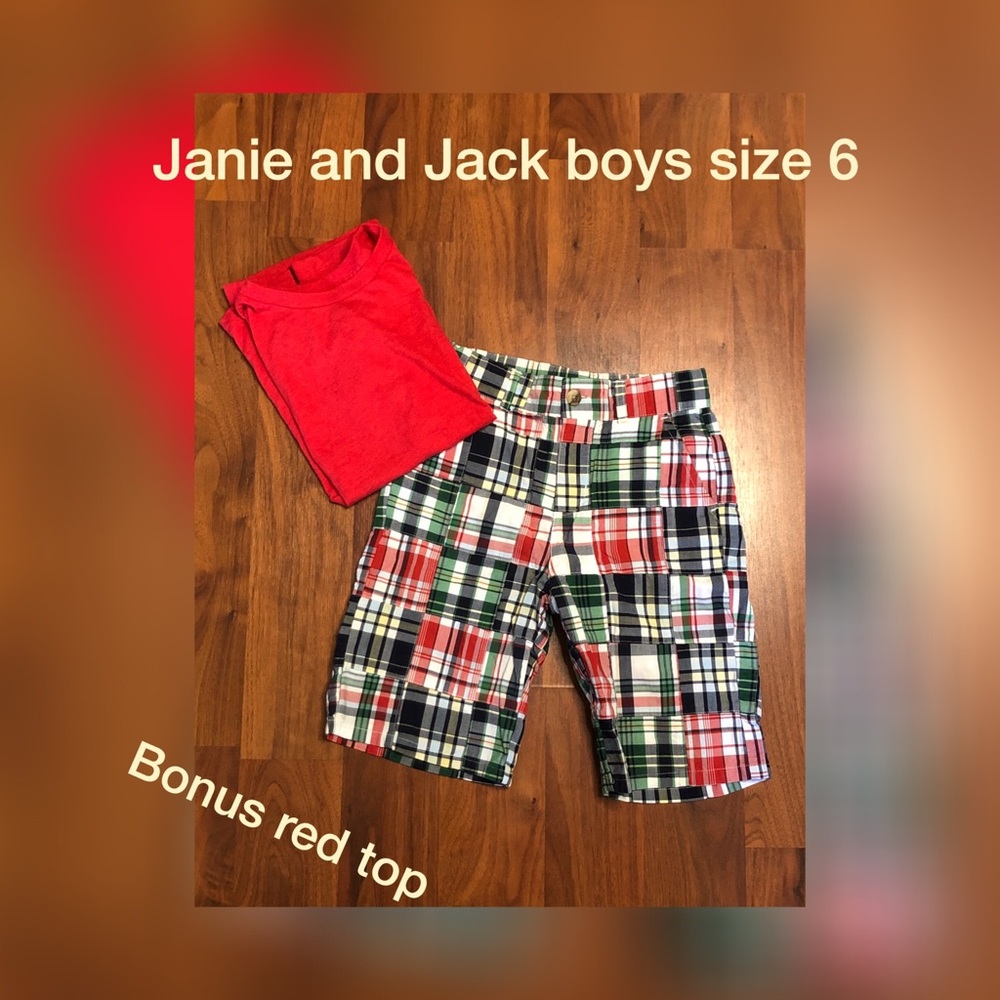 NWOT JANIE AND JACK Plaid boy’s shorts size 6